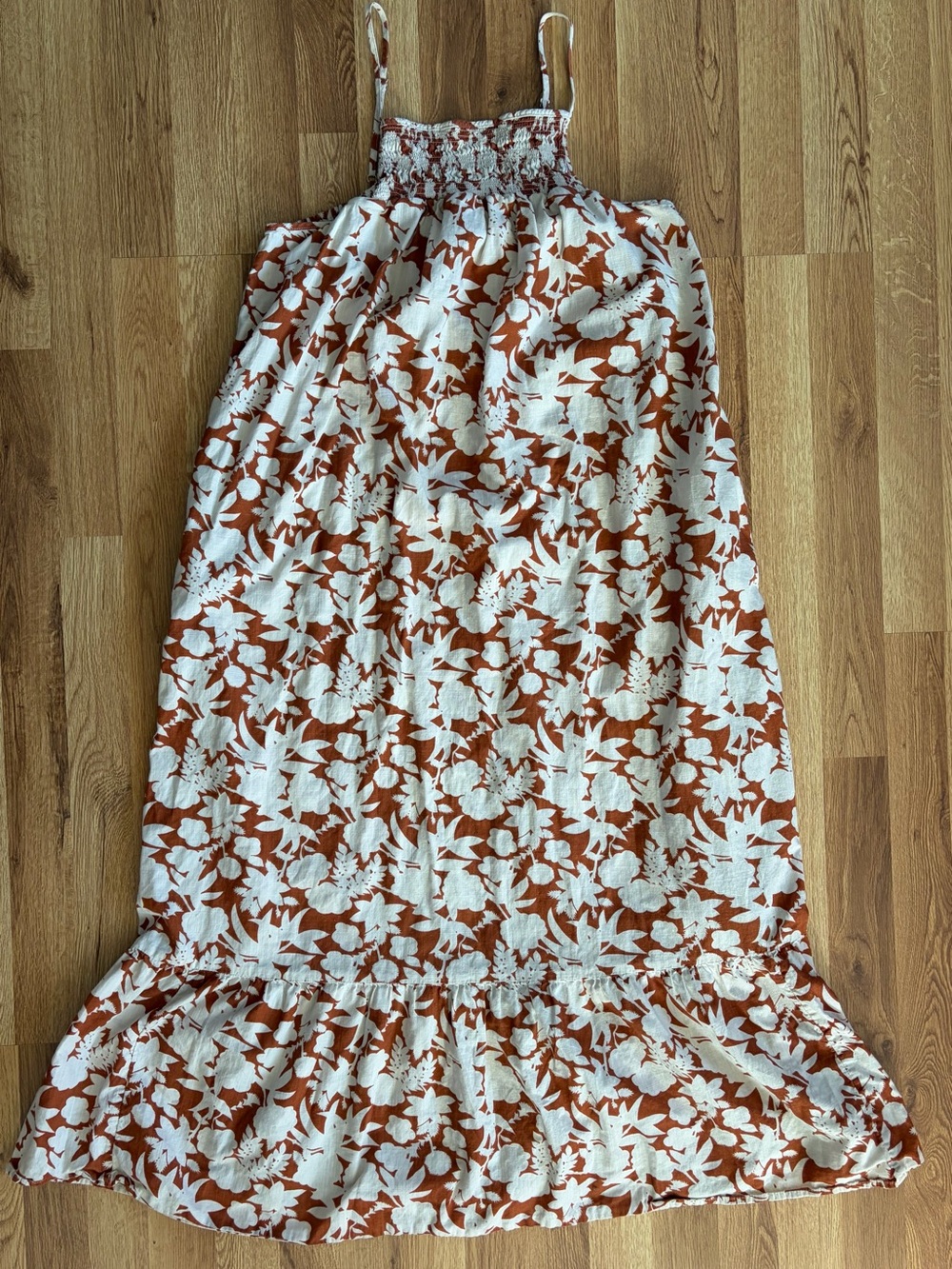 Universal Thread Rust and White Floral Maxi Dress